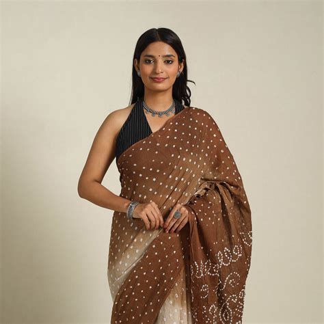 Brown Kutch Tie-Dye Cotton Bandhani Saree – iTokri आई.टोकरी