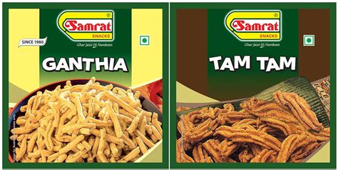 SAMRAT| Assorted Combo Pack of 2 | TAM TAM | GANTHIA | Pack of 2 Snacks ...
