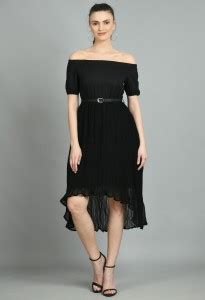 Arbiter Collection Women High Low Black Midi/Calf Length Dress - Buy ...