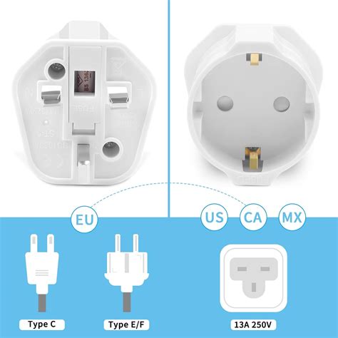 Buy 3 Pack Europe to UK Plug Adapter, EU 2 Pin Plug Adapter to 3 Pin ...