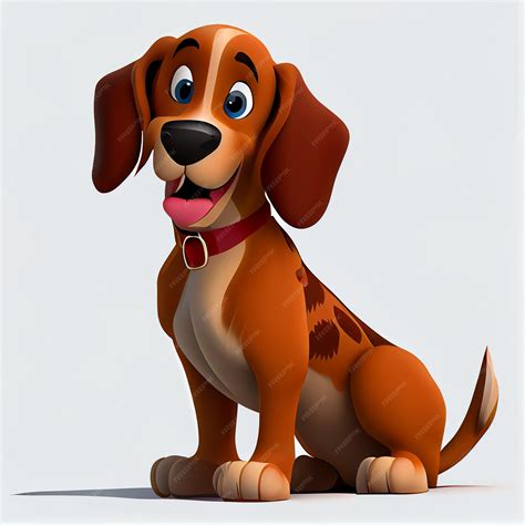 Premium Photo | Cute cartoon dog character 3d animation on white background
