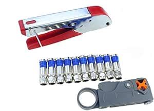 Coax Cable Crimper Elibbren Coaxial Compression Tool Kit with Wire ...
