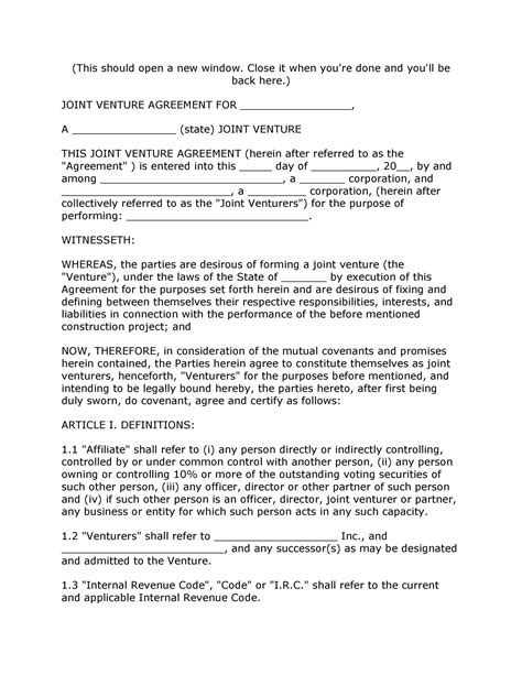 53 Simple Joint Venture Agreement Templates [PDF, DOC] ᐅ TemplateLab