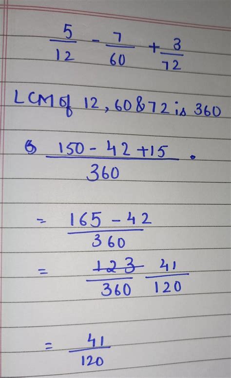 simplify 5 upon 12 - 7 upon 60 + 3 upon 72 ... plzzzz give th answer ...