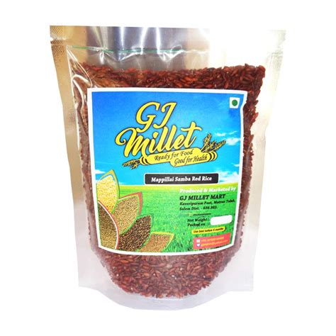 Buy GJ MILLET MART pillai Samba Rice - 500g, (Hand Pounded Red Rice ...