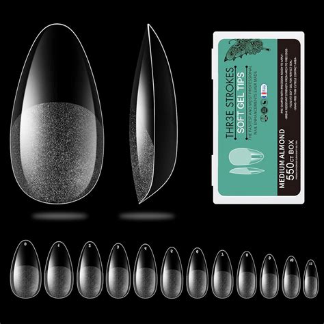 Buy THR3E STROKES Soft Gel Nail Tips, Full Cover Clear Soft Nail Tips ...
