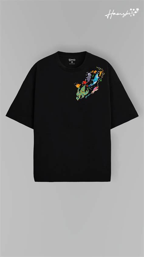 Marine Embroidery T-shirt - Black – Hamshi Wonders