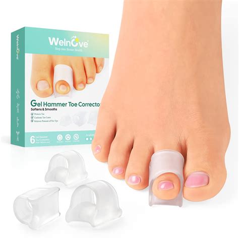 Welnove Hammertoe Corrector - 6 Pack Toe Splints - Soft Gel Toe Straighteners - Realign Bent ...