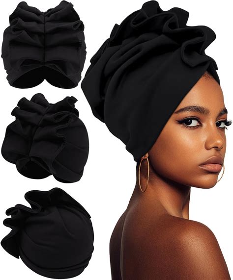 Amazon.com : 4 Pieces Head Wraps for Women Solid Color Toroidal Turban ...