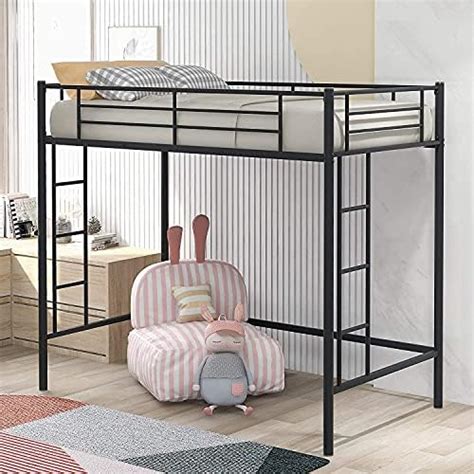 IMUsee Loft Bed Frame for Juniors&Adults, Metal Loft Bed Twin Size with ...
