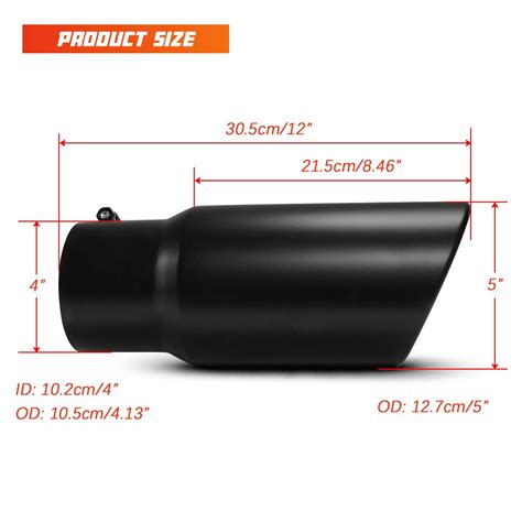 Apeixoto 4 Inch Inlet Exhaust Tip 4 Inch Inlet 5 Outlet 12 Inch Overall ...
