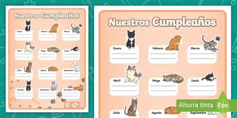 Póster: cumpleaños de gatitos (teacher made) - Twinkl