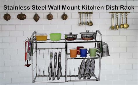 HITLER Stainless Steel Wall Mount Kitchen Dish Rack | Multipurpose ...