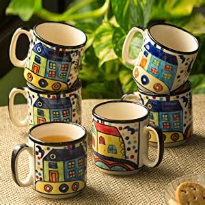Buy ExclusiveLane Ceramic Mugs Ceramic Cups Set for Tea of 6 Chai Tea ...
