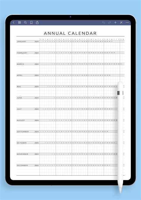 Free Annual Calendar Template