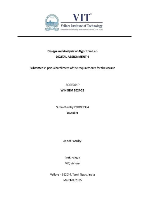 Daalab 2394 3 - qwert - Design and Analysis of Algorithm Lab DIGITAL ...