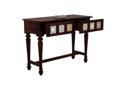 Relay Ceramic Tile Console Table (Walnut Finish)