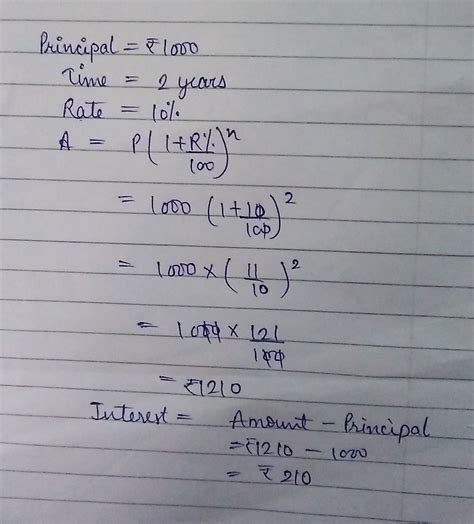 Garish borrowed rs 1000 for 2 years at rate of 10 p.a compounded ...