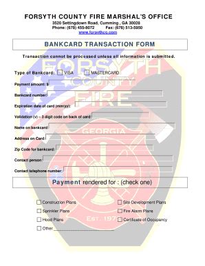 Fillable Online Bankcard Transaction Form - Forsyth County Government ...