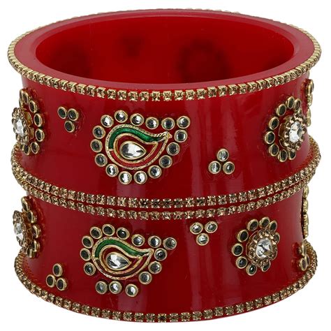 Sukriti Traditional Rajasthani Rajputi Kundan Acrylic Kada Bangles for ...