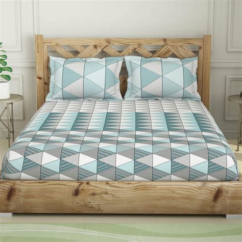 Buy SPACES Atrium-Grey Printed Soft Double Bedsheet Set-144 TC- 3Pcs ...