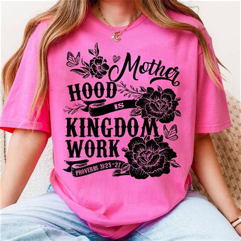Christian Mom T-Shirt, Motherhood is Kingdom Work, Retro Christian Mom ...