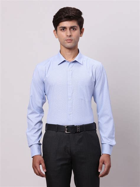Park Avenue Blue Structure Slim Fit Full Sleeve Cotton Blend Shirt ...