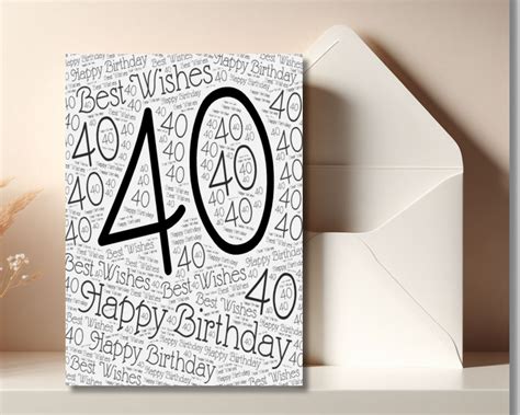 40th Birthday Card, Printable Birthday Card, Milestone Card, 40th ...