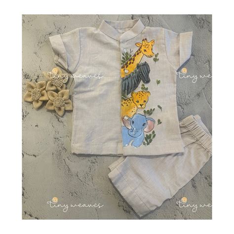 Animals peeping out shirt set [ Grey ] – TinyWeaves