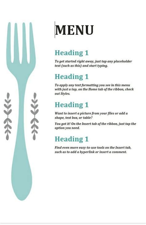 Create a stylish Menu card in any word processor(paste screenshot of it ...