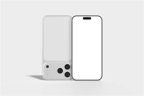 Modern white smartphone mockup set with blank display and rear camera ...