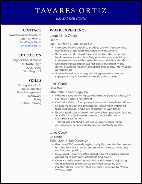 Image result for Line Cook Resume Examples