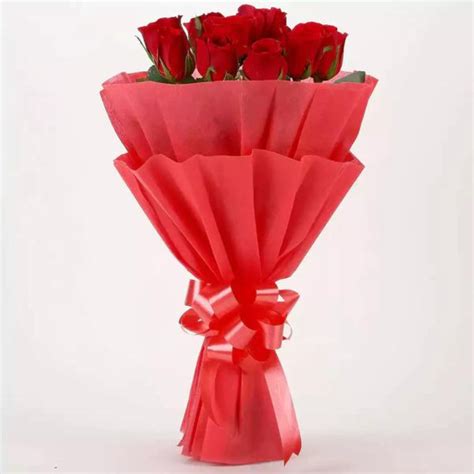 Buy Vivid - 10 Red Roses Bouquet Online at Best Price from Giftcart.com