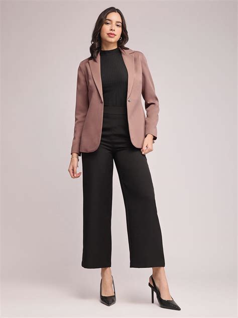 Buy Brown Single Breasted Blazer Online | FableStreet