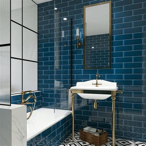 A Sleek Bathroom Oasis in Dark Blue