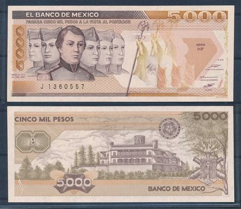 Mexico 24-2-1987 5.000 Pesos bankbiljet - Serie HF UNC - Europost ...