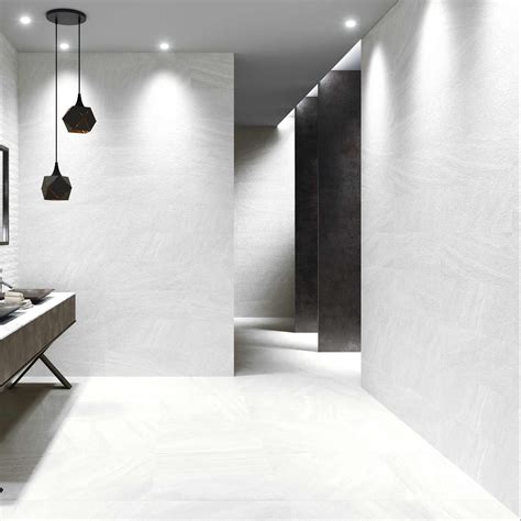 White Floor Tiles Penrose White Patterned Ceramic Tiles | Quorn Stone