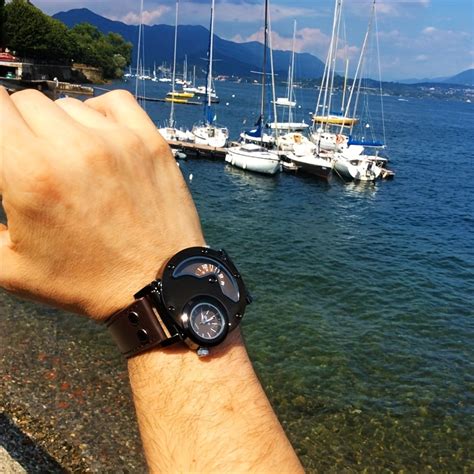 Unique Double Time Zone Men's Sports Quartz Watch with PU Leather Stra ...