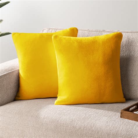 PAVILIA Mustard Yellow Throw Pillow Covers 20x20 Set of 2, Decorative ...