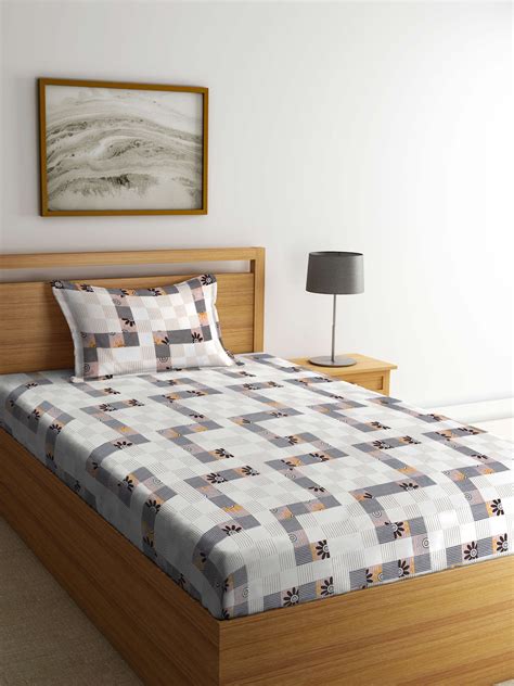 Klotthe Multicolor Geometric 300 TC Cotton Blend Single Bedsheet with ...