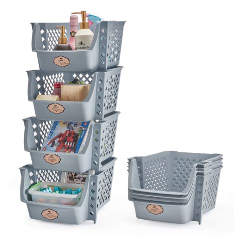 Plastic stacking storage bins online