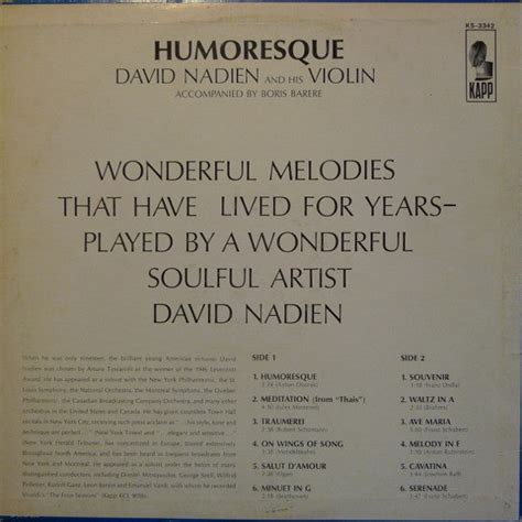 Buy David Nadien - Humoresque (And The World's Most Popular Violin ...