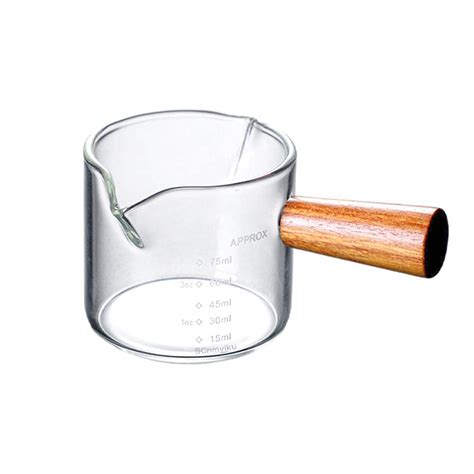 Buy MYADDICTION Espresso Glass Measuring Cup Wooden Handle Measure Mugs ...