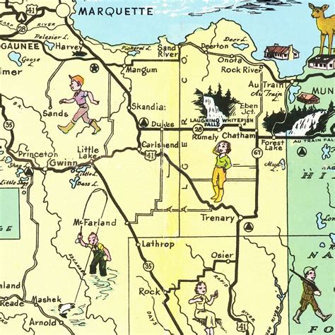 Vintage Map of Upper Peninsula of Michigan, 1935 by Ted's Vintage Art ...