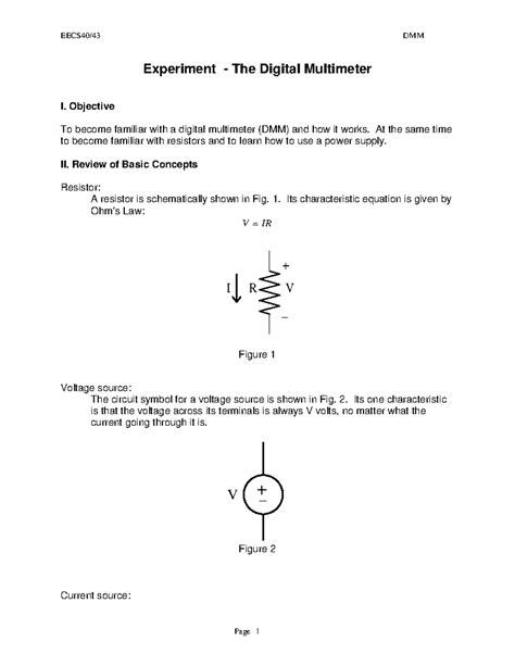 LAB1 - Experiment - The Digital Multimeter I. Objective To become ...