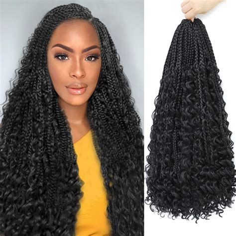 Buy 18 Inch 8 Packs Goddess Box Braids Crochet Hair for Black Women ...