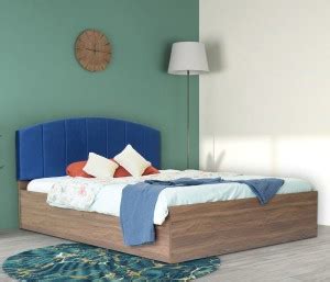 DF2H Upholstered Namaskar Satya Blue Engineered Wood Queen Box Bed ...