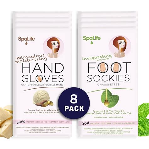 SpaLife Moisturizing Hand Gloves AIF9 and Foot Sockies Bundle - 4 Hand ...