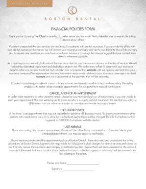 Fillable Online FINANCIAL POLICIES FORM Fax Email Print - pdfFiller