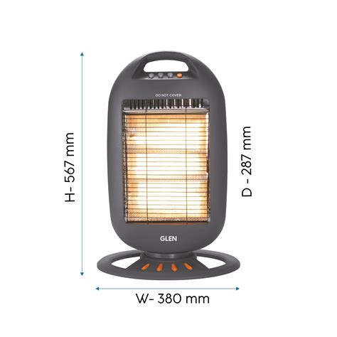 Glen HA7017 HL BL Electric Halogen Room Heater with 3 Heat Settings Gr